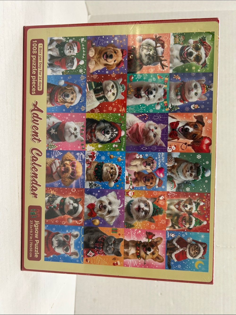 Holiday Pets Advent Calendar 1000-Piece Jigsaw Puzzle - Colorful Pets Design NIB
